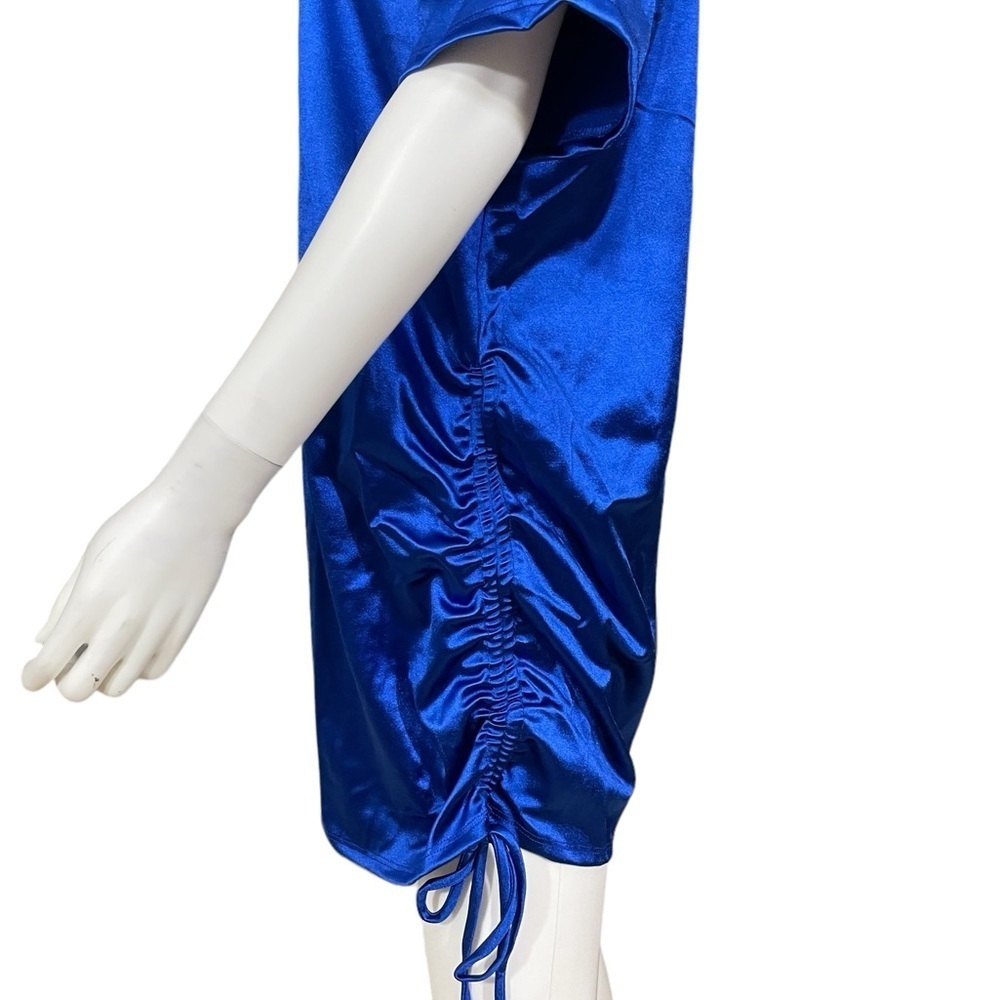 Ashley Stewart Electric Blue Satin Tee Dress - Picture 7 of 8